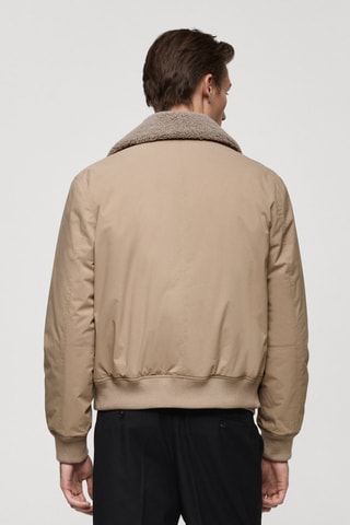 Veste résistante à l'eau col moutonné - Beige