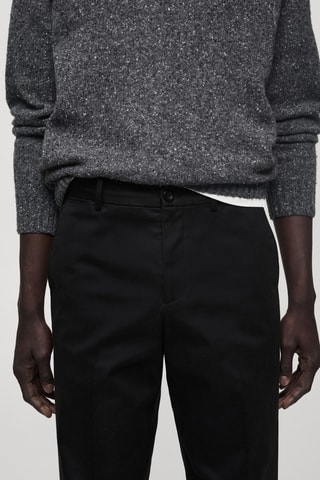 Pantalon coton straight-fit cordon - Noir