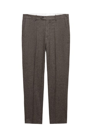 Pantalon laine vierge micro pied-de-poule - Marron