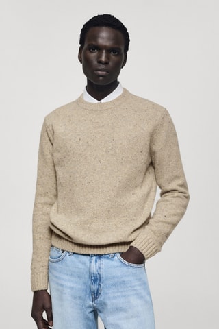 Pull-over maille laine chinée - Sable