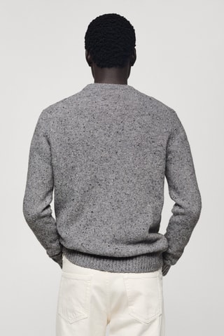 Pull-over maille laine chinée - Gris chiné