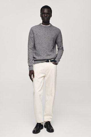 Pull-over maille laine chinée - Gris chiné