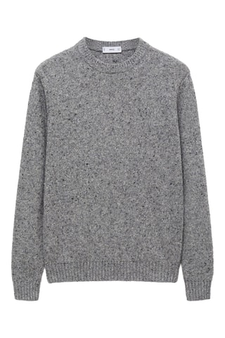 Pull-over maille laine chinée - Gris chiné