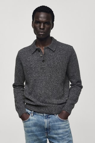 Polo maille laine chinée - Anthracite