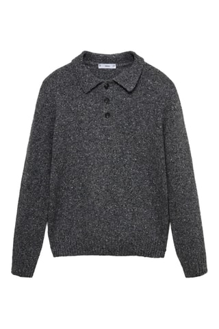 Polo maille laine chinée - Anthracite