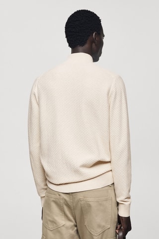 Pull-over coton structuré col montant - Sable
