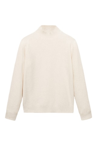 Pull-over coton structuré col montant - Sable