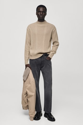 Pull-over maille laine structure - Gris