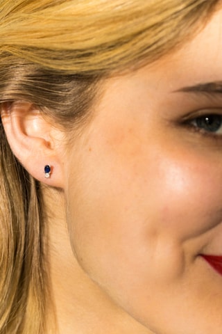 Oorbellen Witgoud, Diamanten en Saffieren
