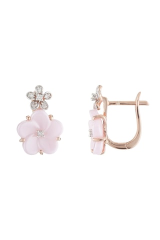 Oorbellen Floraison Roségoud, Keramiek en Diamanten