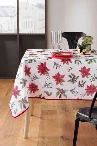 Nappe rectangulaire Amaryllis Blanc et rouge