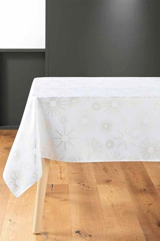 Nappe rectangle Pampille Blanc et doré