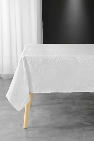 Nappe rectangulaire Jacquard Plumette - Blanc
