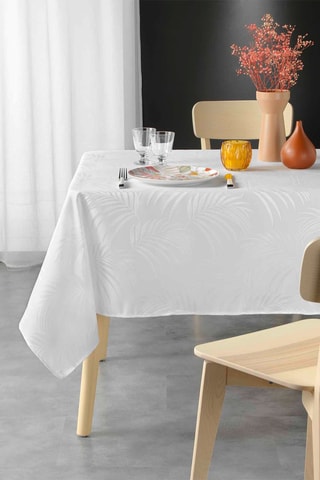 Nappe rectangulaire Jacquard Plumette - Blanc