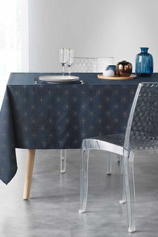 Nappe rectangulaire Etoiles - Bleu foncé et doré