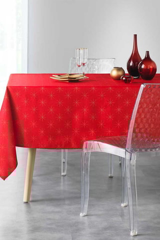 Nappe rectangulaire Etoiles - Rouge et doré