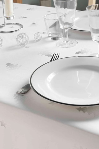Nappe rectangulaire Sapin - Blanc et argenté 