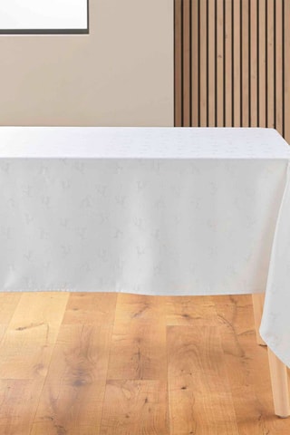 Nappe rectangulaire Les Rennes - Blanc et argenté