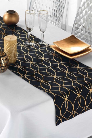 Nappe avec Chemin de Table Elipsa - Blanc, noir et doré