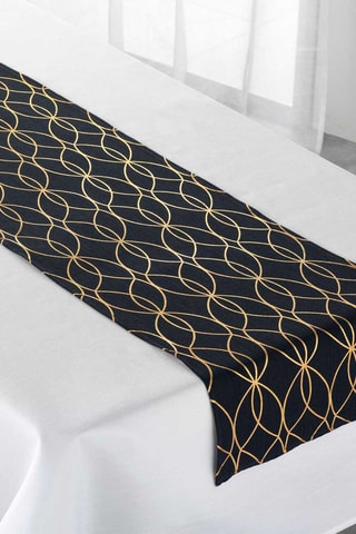 Nappe avec Chemin de Table Elipsa - Blanc, noir et doré