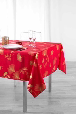 Nappes rectangulaire Bloomy Rouge et doré