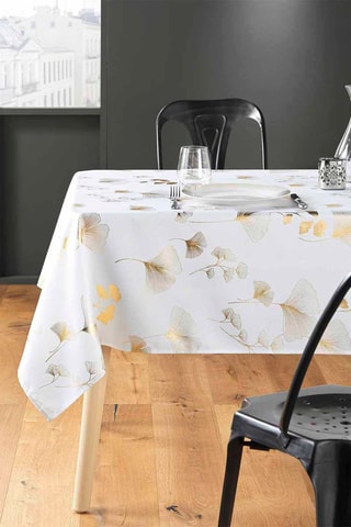 Nappe rectangulaire Bloomy Blanc et doré