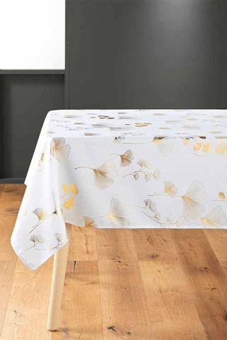 Nappe rectangulaire Bloomy Blanc et doré