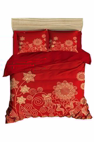 Conjunto de edredão - Vermelho e dourado