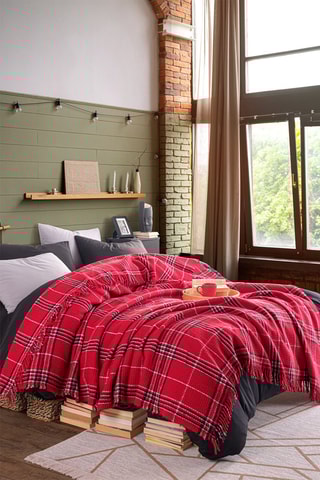 Couvre-lit Warm soft - Rouge et noir