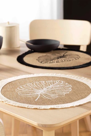 Set de table rond Mogador Beige et noir