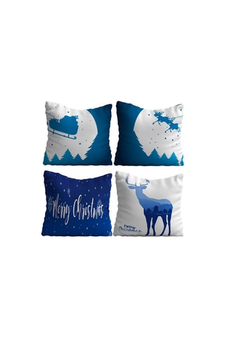 4 coussins - Bleu et blanc - 43 x 43 cm