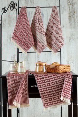 5 serviettes invité Maya Rouge - 38 x 65 cm