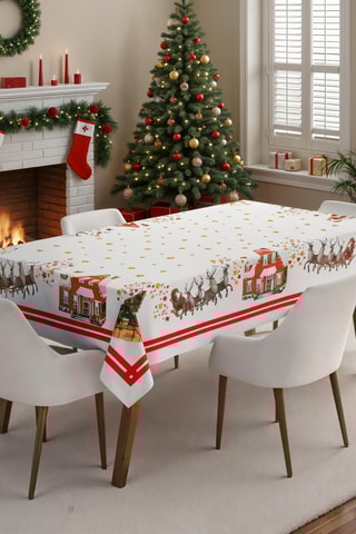 Nappe rectangulaire - Blanc et rouge