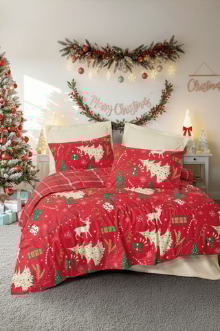 Conjunto de edredão em algodão 57 fios/cm² - Vermelho