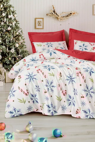 Conjunto de edredão em algodão 57 fios/cm² - Vermelho