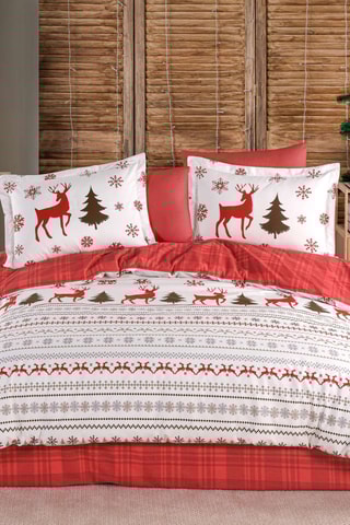 Conjunto de edredão em algodão 60 fios/cm² - Vermelho