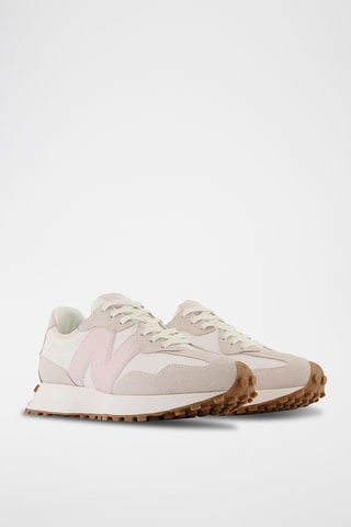Nubuck Sneakers 327 - Wit en Poederroze - New Balance