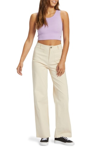 Broek Hoge Taille - Beige b>Roxy