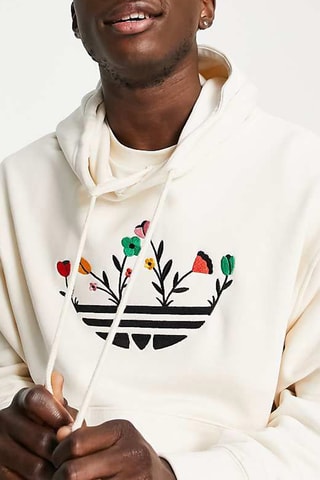 Sweater met Capuchon Originals Floral Trefoil - Ecru - Adidas