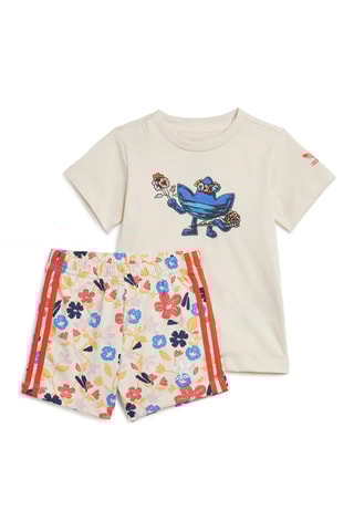 T-shirt et short Floral - Beige et rouge