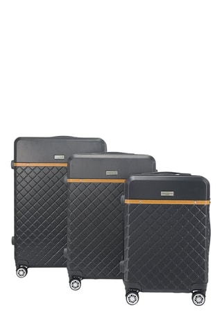Set de 3 valises Odeon (S/M/L) - 55/65/75 cm  - Noir, marron et argenté
