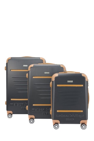 Set de 3 valises Trocadero (S/M/L) - 55/65/75 cm  - Noir, marron et argenté