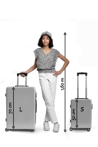Valise cabine et valise grand volume Trocadero (S/L) - 55/75 cm  - Bleu, marron et argenté