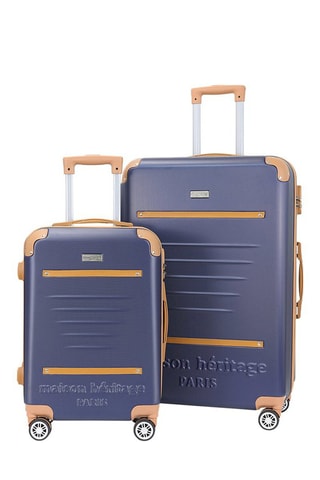 Valise cabine et valise semaine Trocadero (S/M) - 55/65 cm  - Bleu, marron et argenté