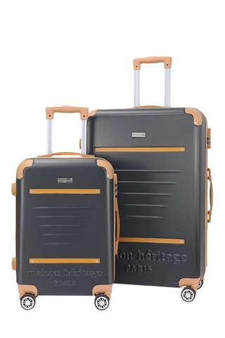 Valise cabine et valise semaine Trocadero (S/M) - 55/65 cm  - Noir, marron et argenté