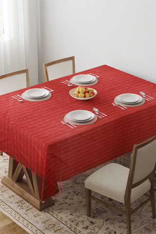 Toalha de mesa retangular - Vermelho e castanho-claro - 140 x 180 cm
