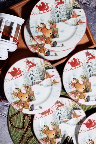 6 pratos rasos em porcelana - 20 cm