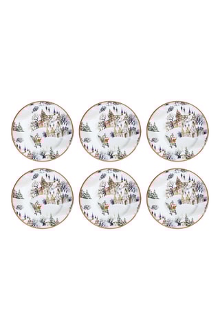 6 pratos rasos em porcelana - 20 cm
