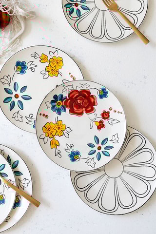 6 pratos rasos em porcelana - 20 cm