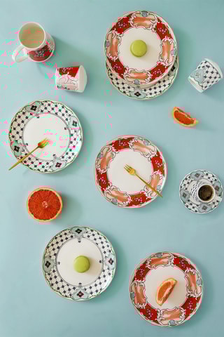 6 pratos rasos em porcelana - 20 cm